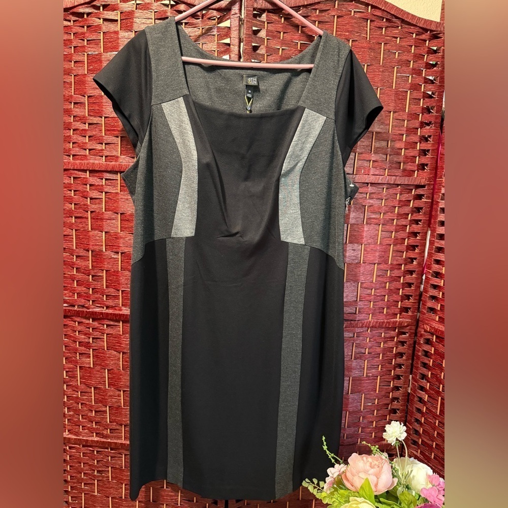 6TH & LN NWT Elegant Black and Gray Midi Dress 20 - Picture 2 of 6